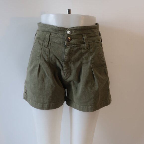 Womens Veronica Beard Jeans Green Front Pleat Shorts 27 - Picture 2 of 4